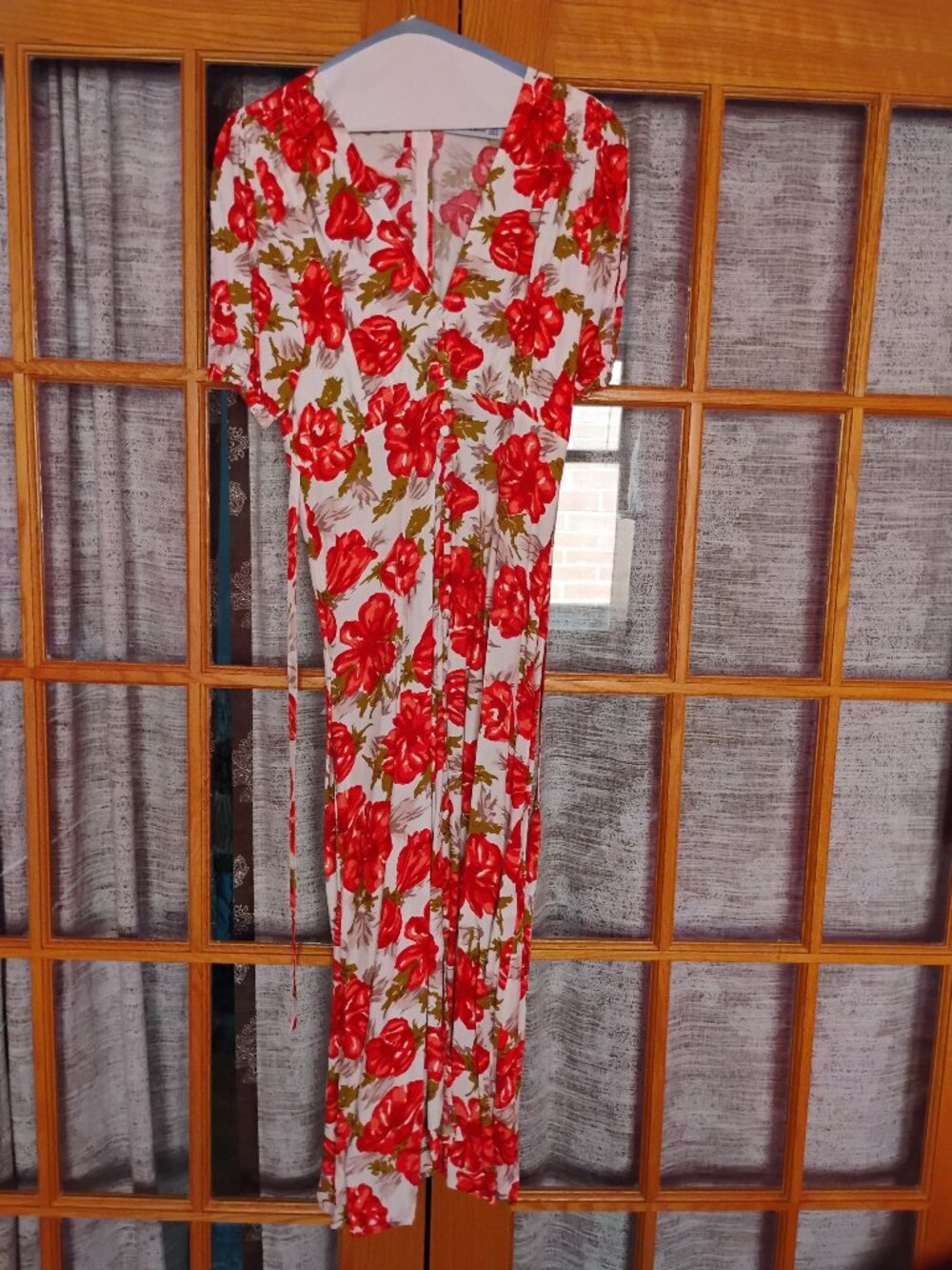 Faithfull the Brand White Maxi Dress with Red Floral Print